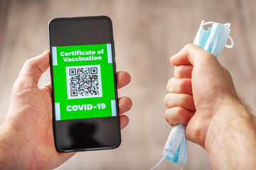 Electronic certificate of vaccination covid 19,qr code confirming the presence or antibody immunity