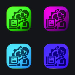 Application four color glass button icon