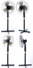 Different views of plastic stand fan