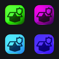 Box four color glass button icon