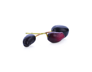 Jambolan plum or Java plum on white background.