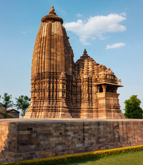 Famous temples of Khajuraho with sculptures, India