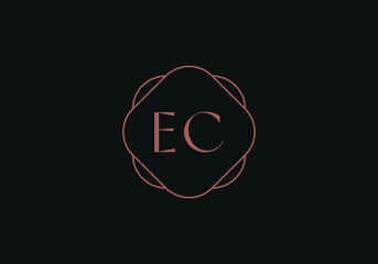 Initial letter EC logo design template - obrazy, fototapety, plakaty