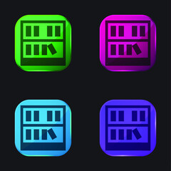 Bookshelf four color glass button icon