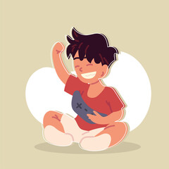 happy boy with control games