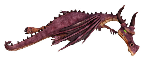 3D Rendering Fairy Tale Dragon on White