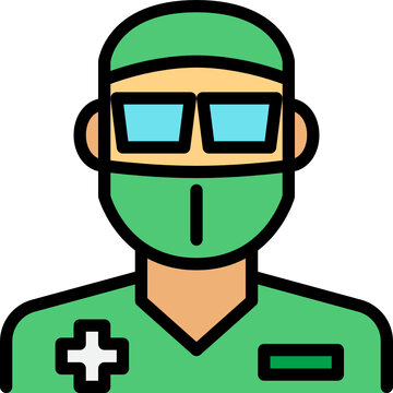 green surgeon wearing mask and glasses clip art preview