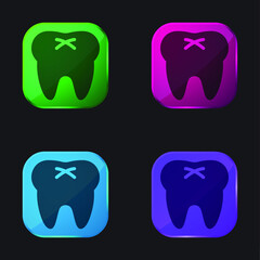 Big Tooth four color glass button icon