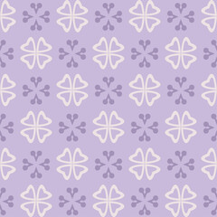 Cute background pattern with floral ornament on purple background, wallpaper. Seamless pattern, texture