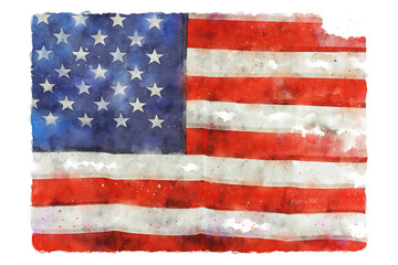 watercolor style and abstract image of American flag