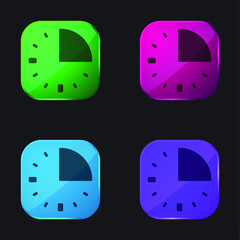 15 Minutes four color glass button icon