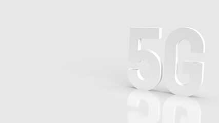 The 5g on white background for mobile or technology concept 3d rendering.