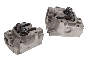 cylinder head with valves for cargo transport. Isolated on a white background