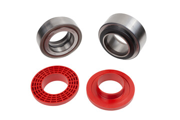 a set of hub bearings for cargo transport. Isolated on a white background.