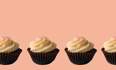 sugary, sweet cupcakes with coral background