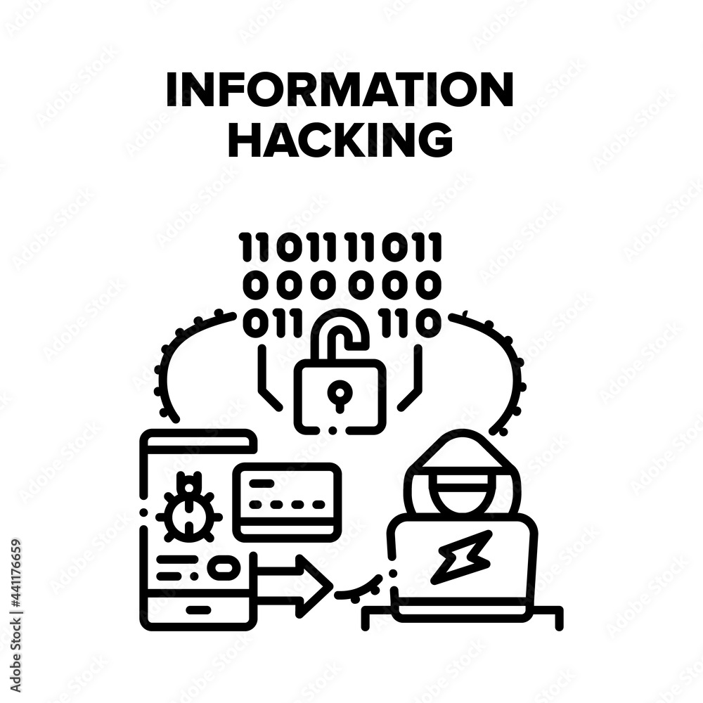 Poster personal information hacking vector icon concept. personal information hacking, data phishing and ha