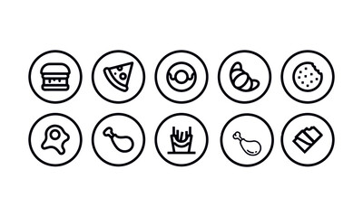 Fast Food, Hamburger, Pizza icons vector design ,Fast Food Icons