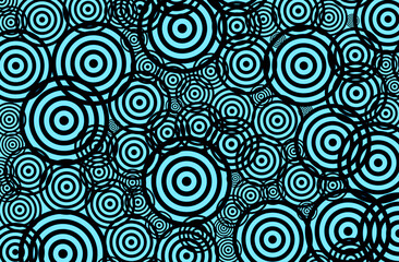 Fototapeta na wymiar Seamless pattern of arctic blue and black various size circles abstract background