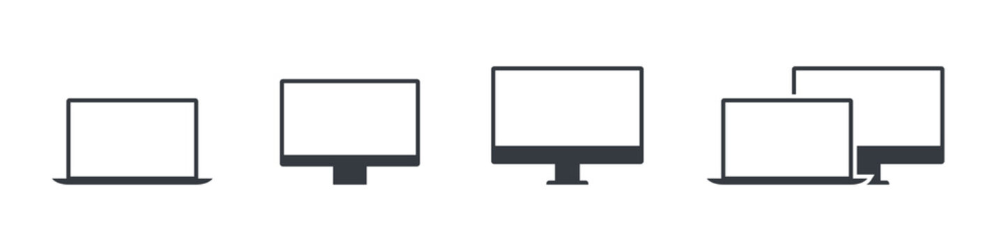 Vector gadgets set. Laptop and monitor icons. Technology icons. High quality icons