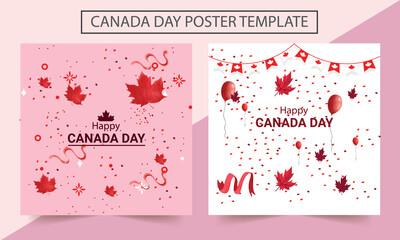 Canada Day Vector Illustration. Happy Canada Day Holiday Invitation Design. Greeting card with hand drawn calligraphy lettering.
