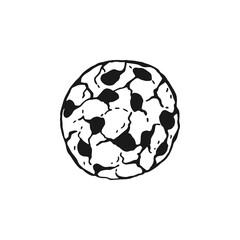 Obraz premium Round oatmeal cookies. Homemade biscuits. Hand drawn black and white vector illustration.