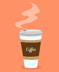Сoffee cup. Disposable plastic and paper cup mockup. Flat cartoon style vector illustration