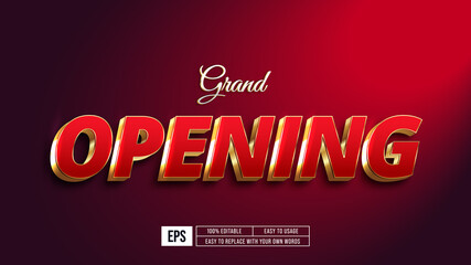 Grand opening text effect, editable text style