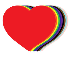 Rainbow made from hearts. Lgbt, Lgbt plus, new flag, symbol. Vector illustration.