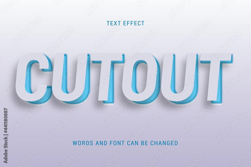 Wall mural cutout paper text effect 100% editable vector image