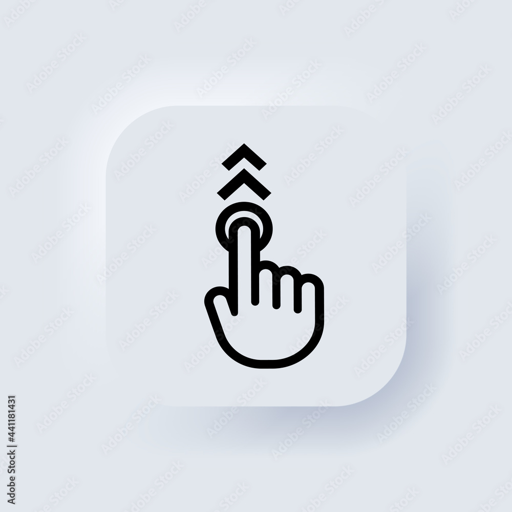 Poster hand cursor icon. hand touch screen smartphone icon. smartphone screen with clicking finger. cursor 