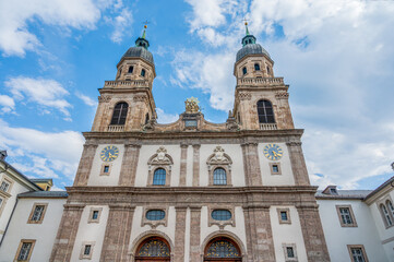 facade of the Jesuit church or university church  Innsbruck Austria