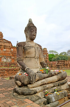 Beautiful Buddha Image in Wat Mahathat or The Temple of the Great Relic in Ayutthaya Historical Island, Ayutthaya, Thailand	