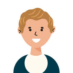 Smiling boy cartoon. Isolated vector llustration.