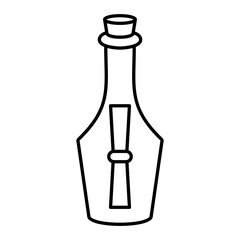 Vector Letter Bottle Outline Icon Design