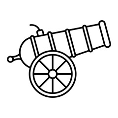 Vector Cannon Outline Icon Design