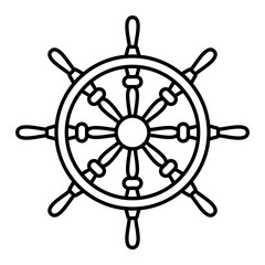 Obraz premium Vector Ship Wheel Outline Icon Design