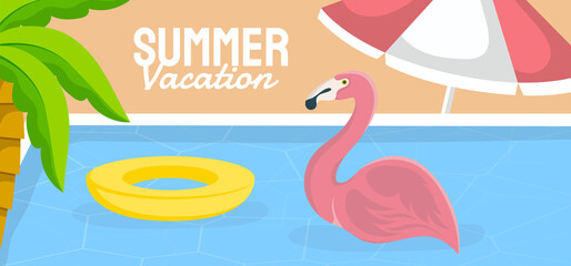 Summer template for banner, social media, greeting card. vector illustration