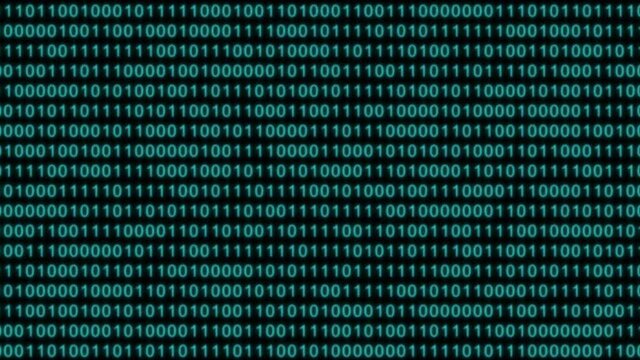 Random animation of digital numbers, binary code (lateral motion)