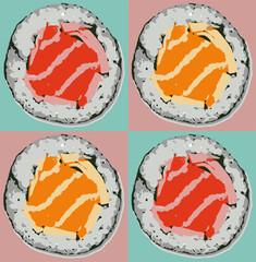 Obraz premium sushi roll a 6 tintas 2x2