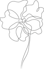 Flower petals bud. One continuous line.Opened flower logo. One continuous drawing line logo isolated minimal illustration.