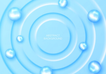 Abstract background in the style of neomorphism. Ripples on water with spheres