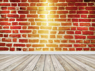 Empty room vintage brick wall with floor