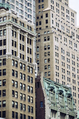 Fototapeta na wymiar USA, NEW YORK: Scenic architecture photography of Lower Manhattan skyscrapers and streets 