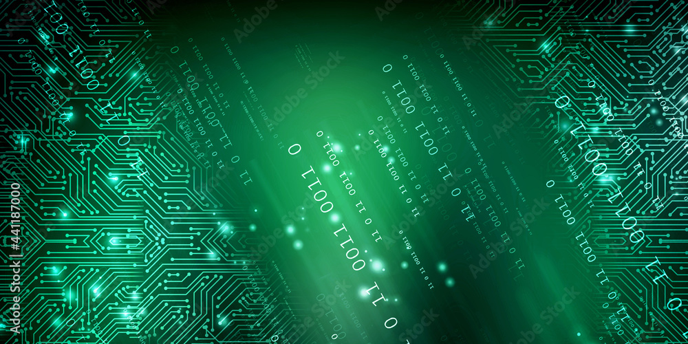 Poster 2d illustration abstract digital binary data on computer screen