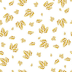 Spring seamless pattern with color sprigs. Vector stock illustration for fabric, textile, wallpaper, posters, paper. Fashion print. Branch with leaves. Doodle style