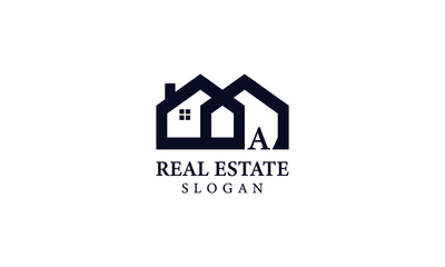 Alphabet A Real Estate Monogram Vector Logo Design, Letter A House Icon Template