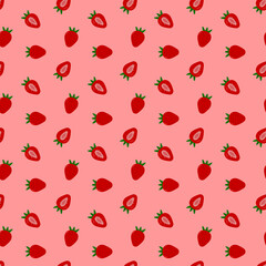 Colorful seamless vector pattern with cute hand drawn summer berries, seasonal dessert, nice like fabric print, cartoon colored illustrations.