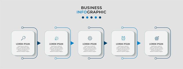 Vector Infographic design business template with icons and 5 options or steps. Can be used for process diagram, presentations, workflow layout, banner, flow chart, info graph