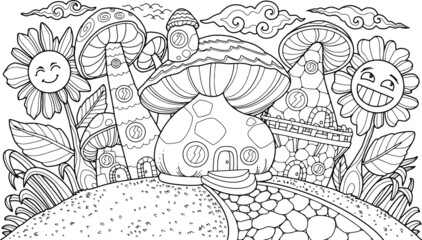 Fantasy Illustration for coloring page adult © ikomangagus