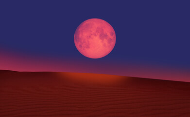 Lunar eclipse over the desert "Elements of this image furnished by NASA "